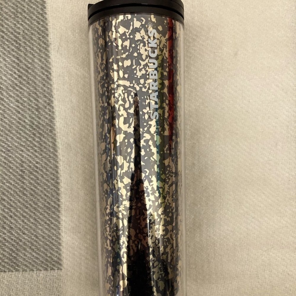 STARBUCKS Mini Slim Tumbler Black &  Gold Specks